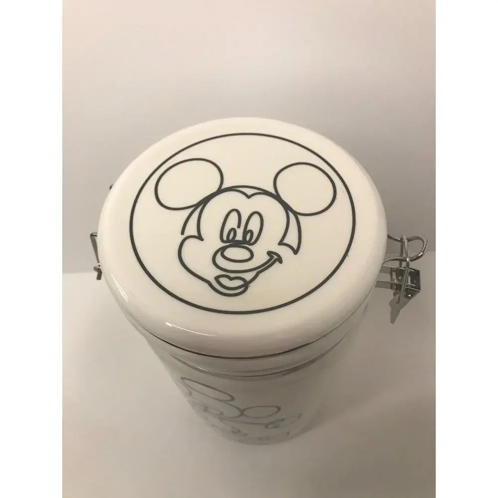 Disney Mickey Mouse 8” Linear Hinge Cookie Jar Canister Container Black White N